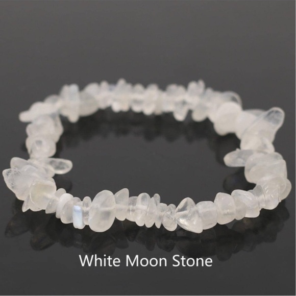 Natural Stone Stretch Bracelet - White Moon Stone - Picture 1 of 1